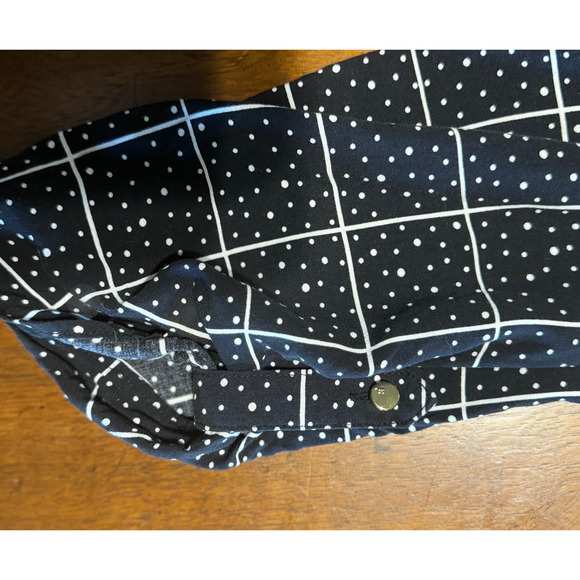 Cynthia Rowley Women Black and White Dotted Print Blouse Long Sleeve - Picture 6 of 6